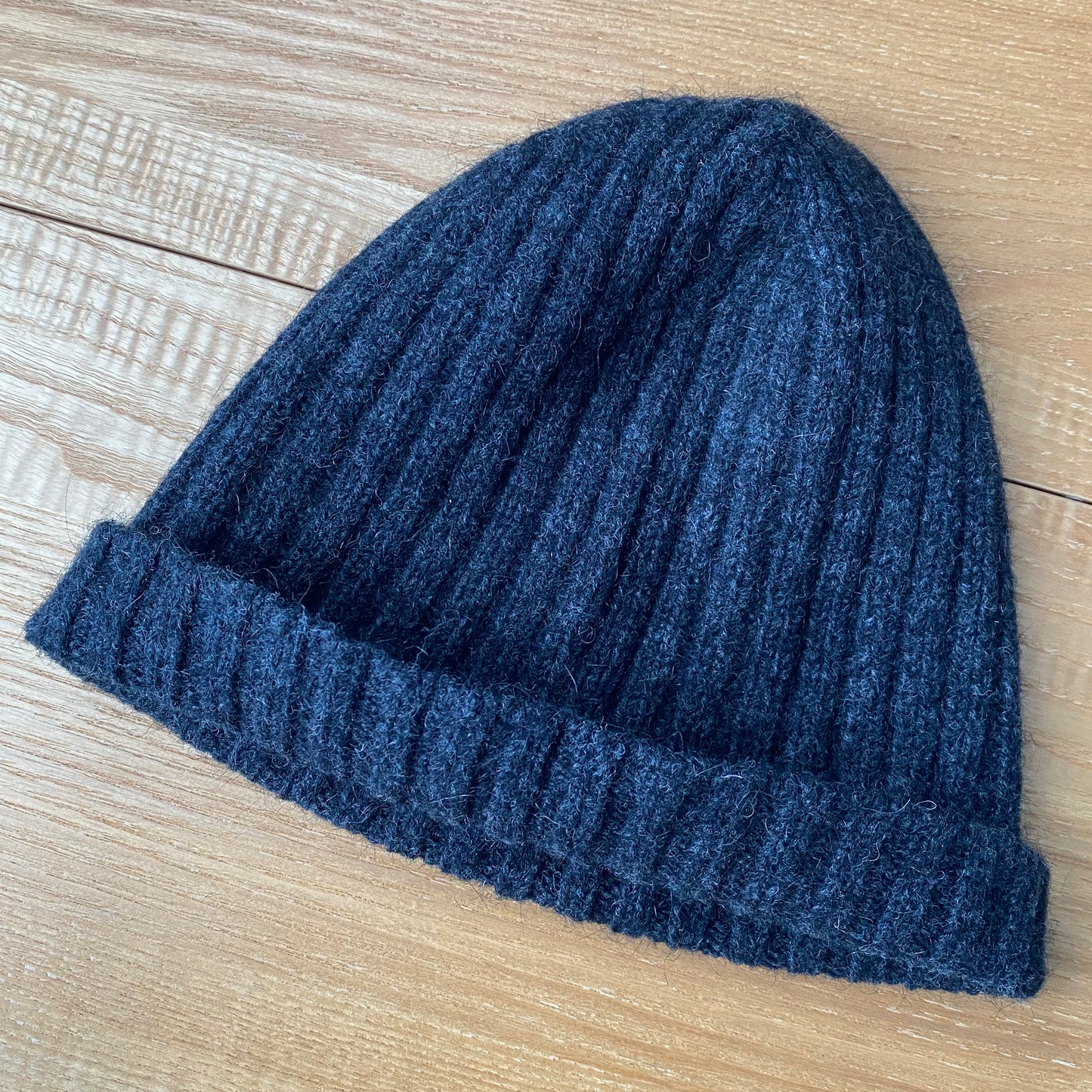 Charcoal Ribbed Possum Merino Beanie