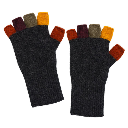 Charcoal Multi Possum Merino Fingerless Gloves