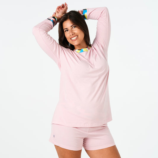 Mangawhai Long Sleeve Pyjama Set - Pink/Geometric