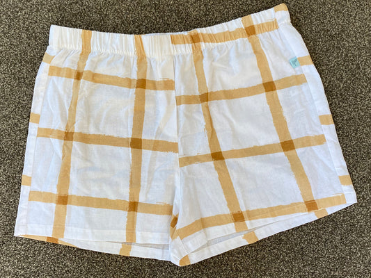 Moeraki Shorties - Cream and Gold Plaid