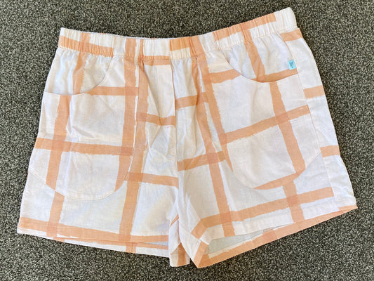 Moeraki Shorties - Peach and Orange Plaid