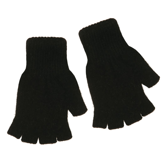 Black Possum Merino Fingerless Gloves