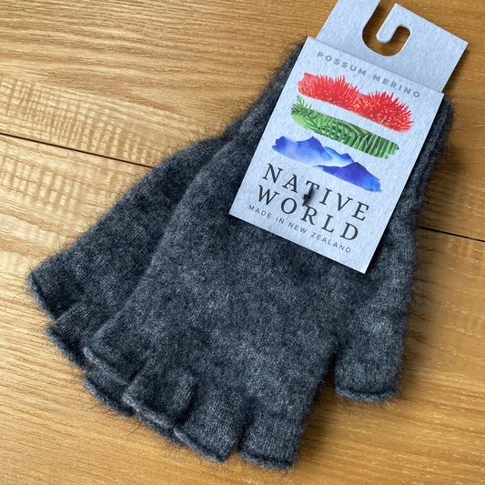 Silver Grey Possum Merino Fingerless Gloves