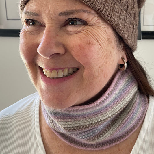 Pink Stripe Possum Merino Neckwarmer